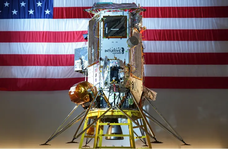 Nova-C lander infront of the American flag