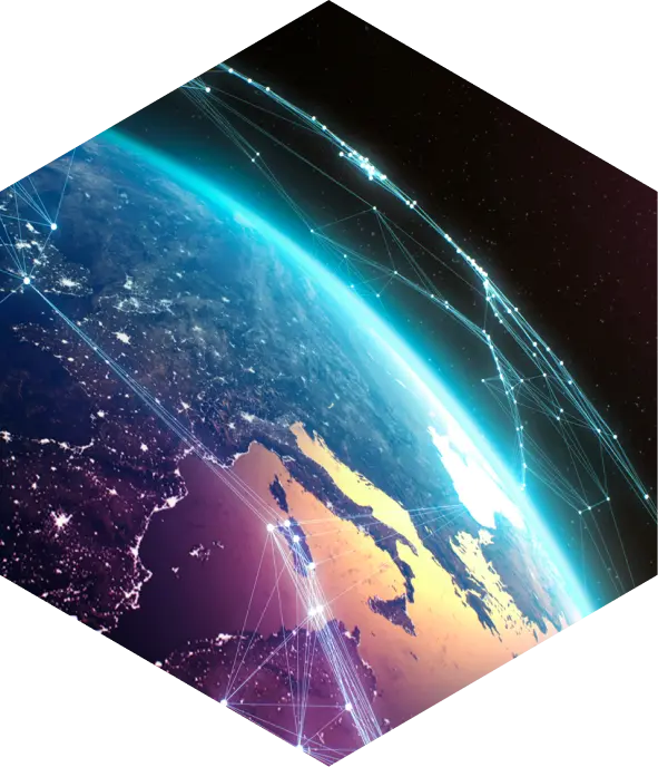 The Earth from space with connections overlaid