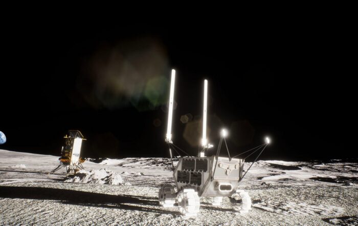 A rendering of the MAPP rover and Nova-C lander on the Moon’s surface