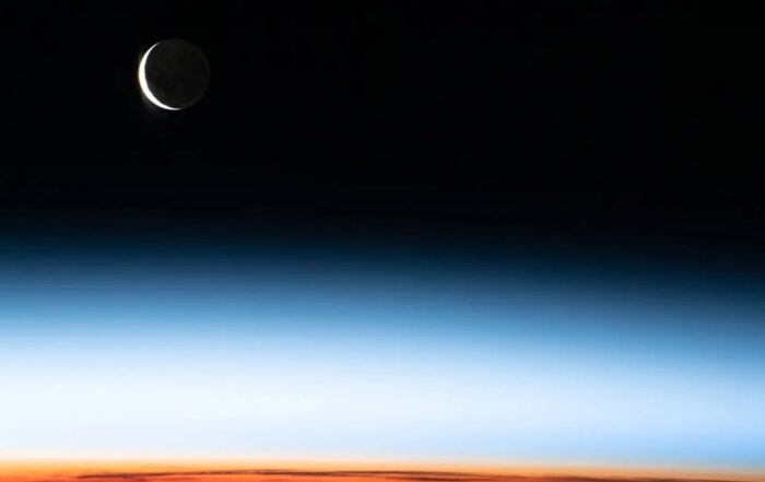 Waxing crescent moon as seen from the International Space Station